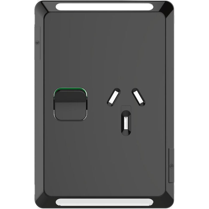 Pro Series Cover Plate Sw Socket 10A Sgl Vert Black