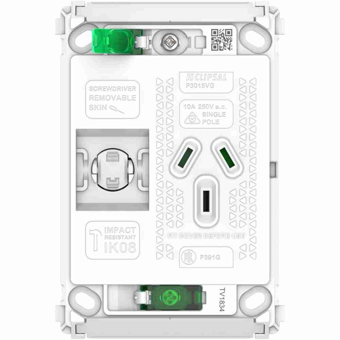 Pro Series Sw Socket 10A Grid Only Single Vert
