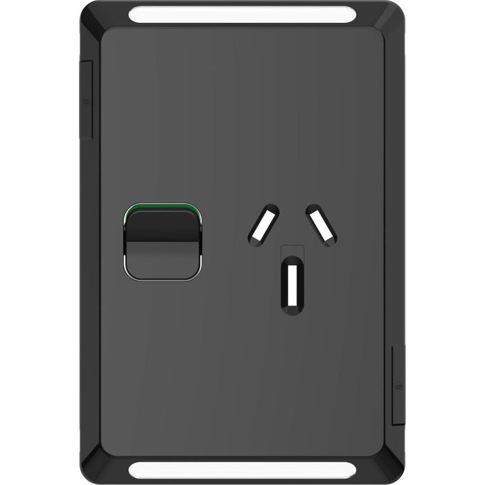 Pro Series Cover Plate Sw Socket 15A Sgl Vert Black