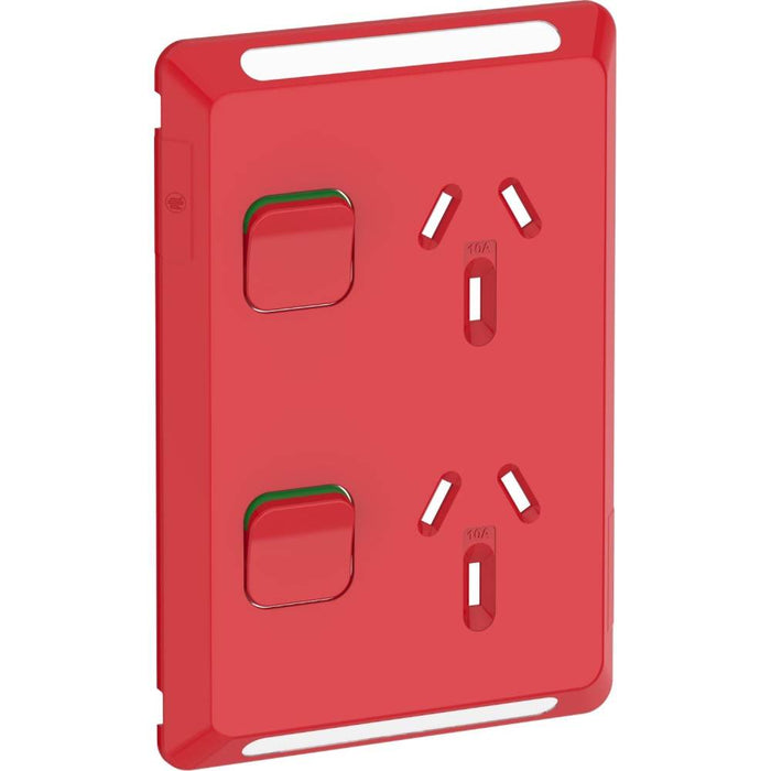 Pro Series Cover Plate Sw Socket 10A Dbl Vert Red