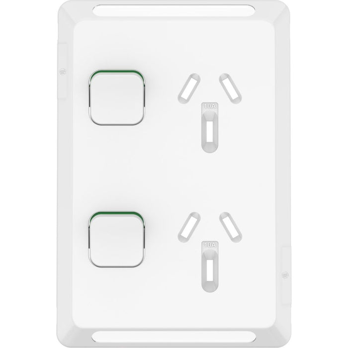 Pro Series Cover Plate Sw Socket 10A Dbl Vert White
