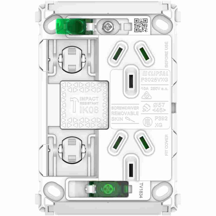 Pro Series Sw Socket 10A Grid Only Double Vert