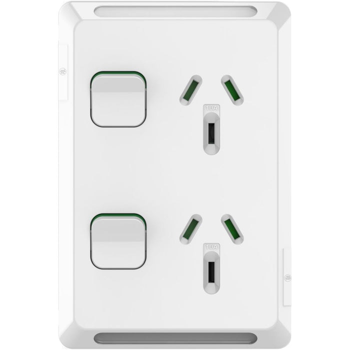 Sw Socket Inter Port Pro Series Sw Socket 10A Double Vert White — Ideal Electrical Suppliers ...