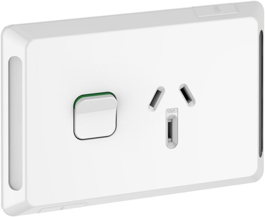 Pro Series Sw Socket 15A Single Horiz White