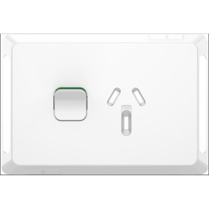 Pro Series Cover Plate Sw Socket 10A Sgl Horiz White