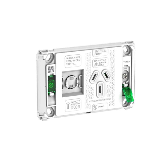 Pro Series Sw Socket 10A Grid Only Single Horizontal