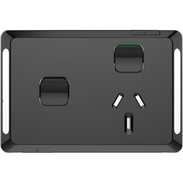 Pro Series Sw Socket 10A Single Horz Extra Switch Black