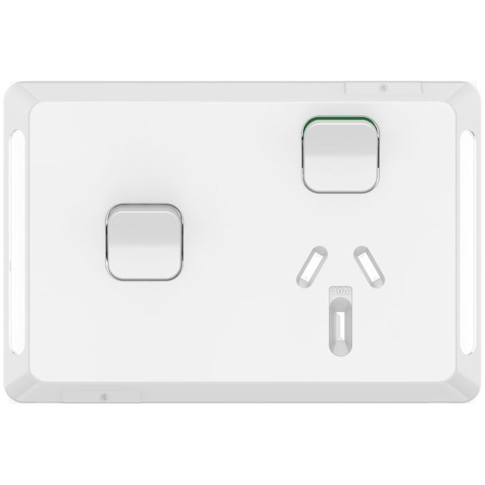Pro Series Sw Socket 10A Single Horz Extra Switch White