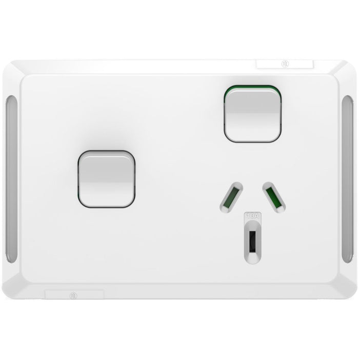 Pro Series Sw Socket 10A Single Horizontal Extra Sw White