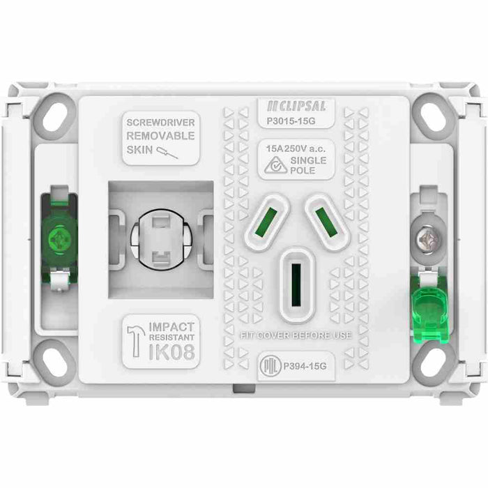 Pro Series Sw Socket 15A Grid Only Single Horizontal