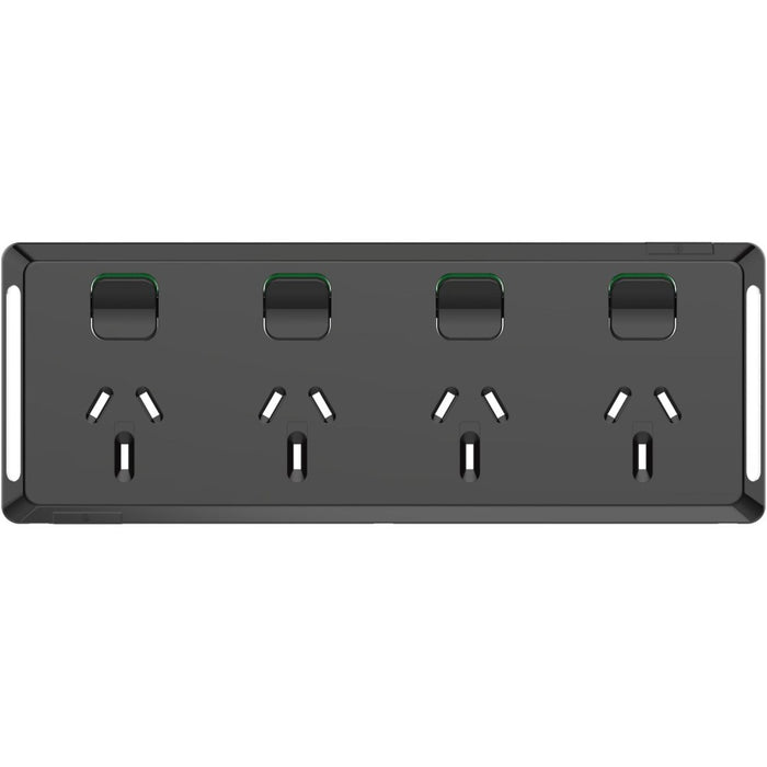 Pro Series Cover Plate Horiz 4Way Black
