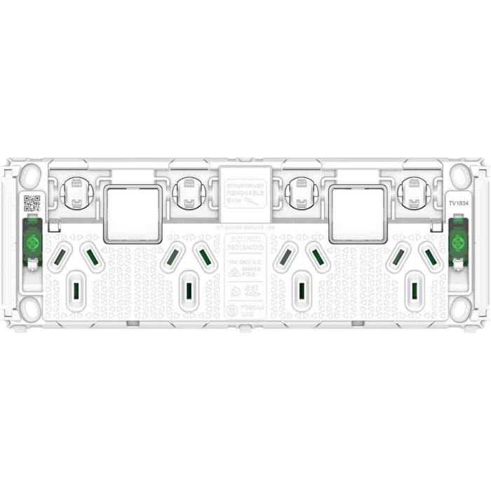 Pro Series Sw Socket 10A Grid Only Quad Horiz