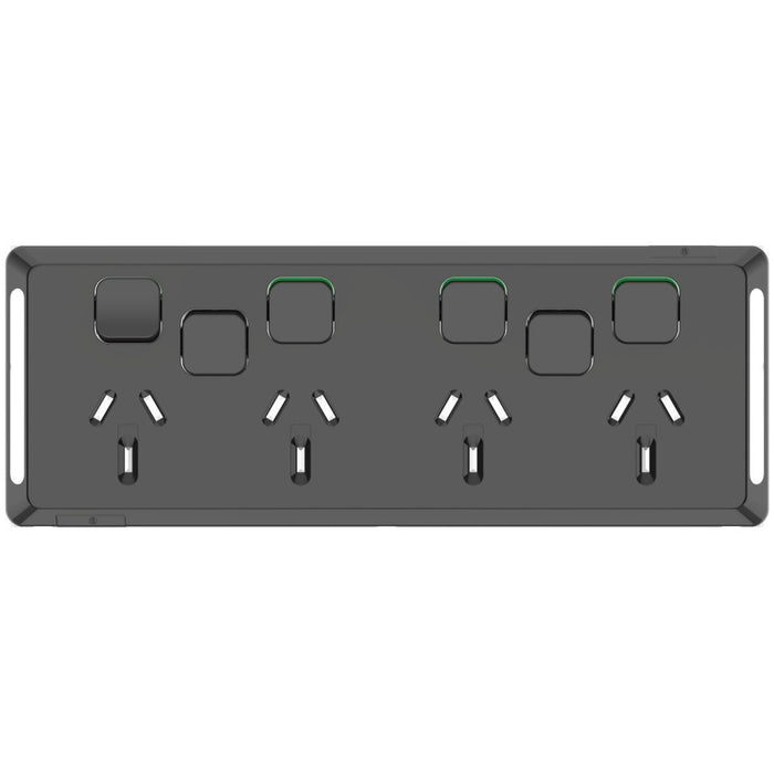 Pro Series Cover Plate Horiz 4Way 2x Sw Black