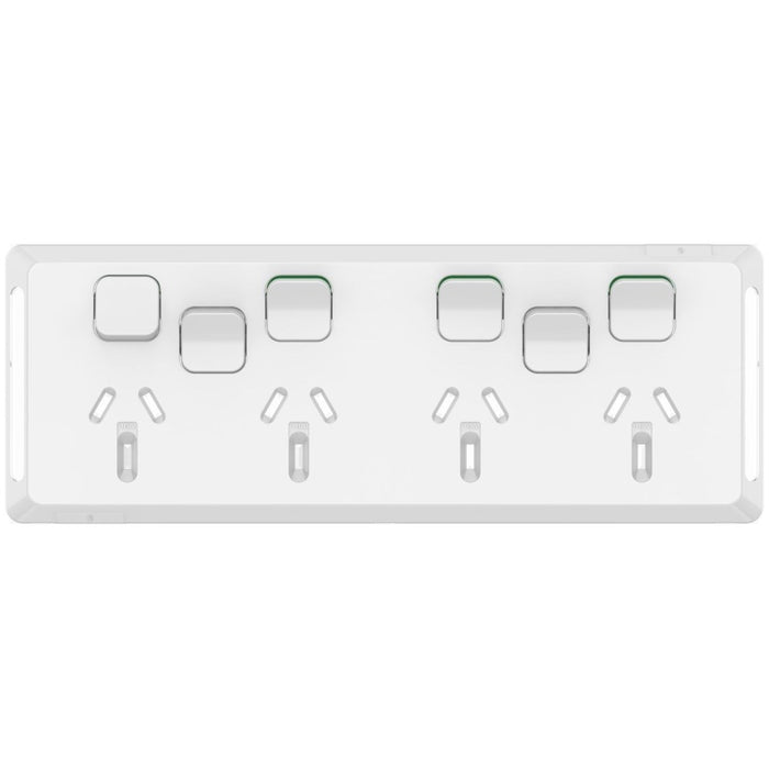 Pro Series Cover Plate Horiz 4Way 2x Sw White