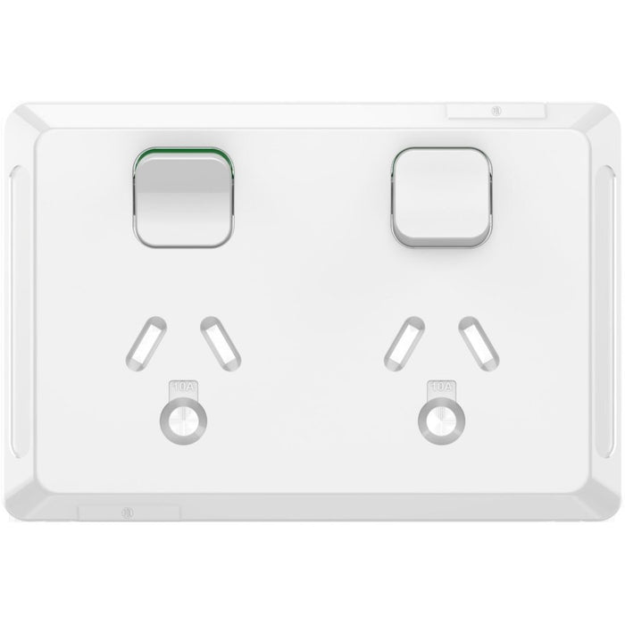 Pro Series Cover Plate Sw Socket Dbl Horiz Round Earth White