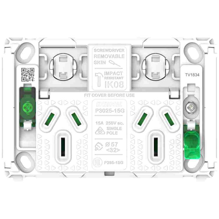Pro Series Sw Socket 15A Grid Only Double Horiz