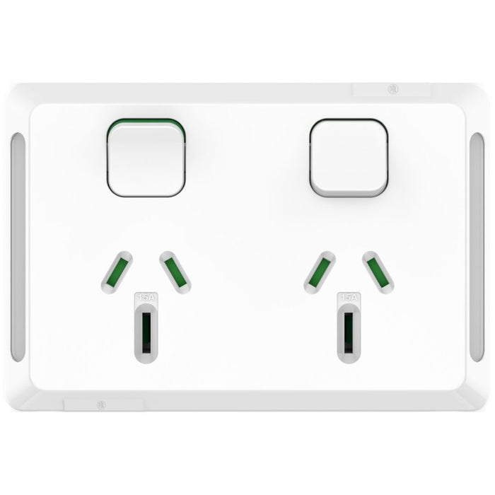 Pro Series Sw Socket 15a Double Horiz White