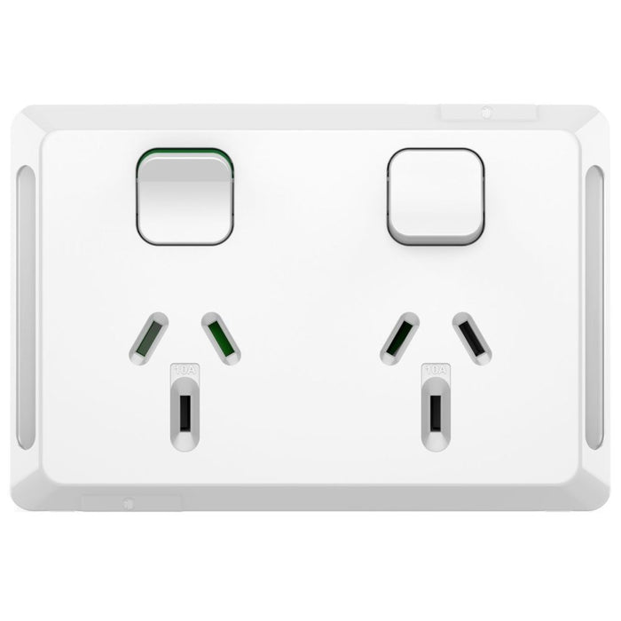 Pro Series Sw Socket 10A Double Horiz White