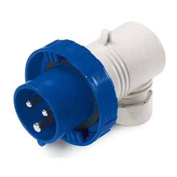 Plug 16A 2PE 3Pin 230V Blue 90Deg IP67