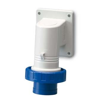 Inlet 16A 2PE 3Pin 230V Blue 90Deg IP67