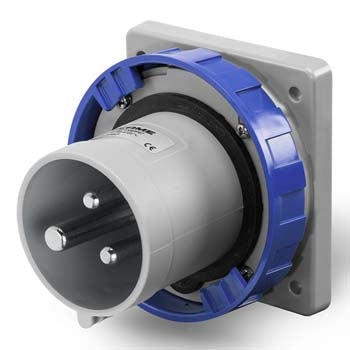 Inlet Flush 63A 2PE 3Pin 230V Blue IP67