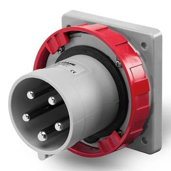 Inlet Flush 63A 3PNE 5Pin 415V Red IP67