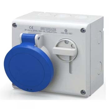 Omnia Switched Socket 32A 2PE 3Pin 230V Blue IP44