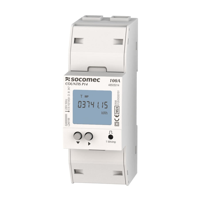 P14 Energy Meter 1Ph 100A RS485 Pulse 2 DIN