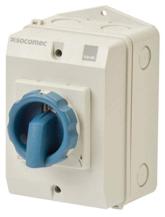 ISO Switch 4P 40A Enclosed Grey Blue Handle