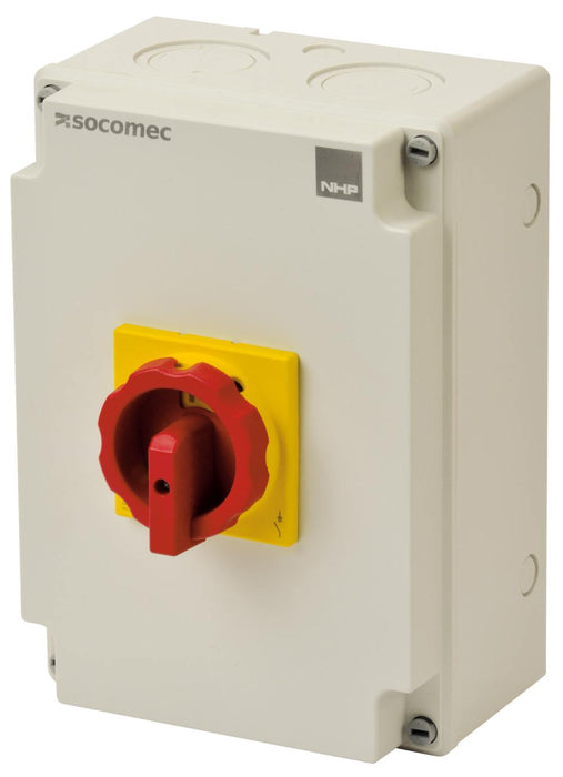 ISO Switch 4P 125A Enclosed Yellow Red Handle