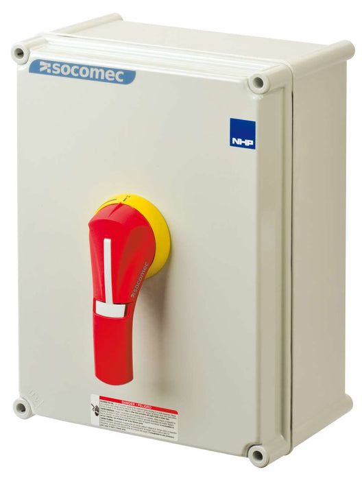 ISO Switch 4P 160A Enclosed Yellow Red Handle Large