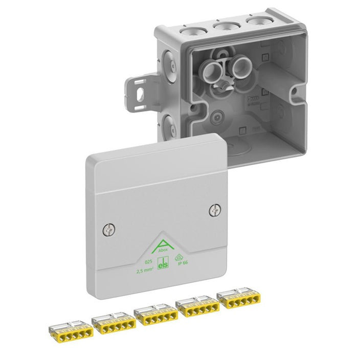 Junction Box 87 x 87 x 52mm with 5P T/Block & Foot