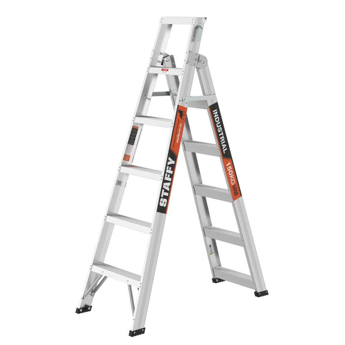 Staffy Step Ladder Dual Purpose 6 Step Aluminum 150kg rated