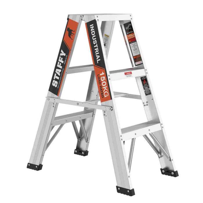 Staffy Step Ladder Double Sided 3 Sep Aluminum 150kg rated