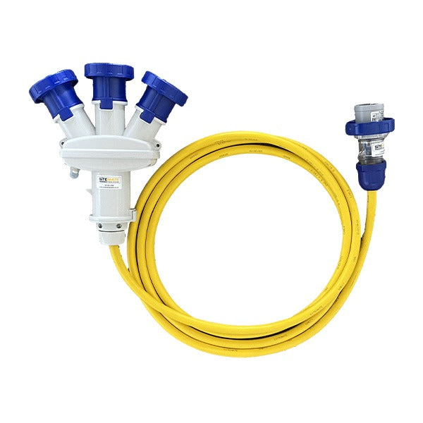 Adaptor Lead 3Way 16A Single Phase IEC 1 metre
