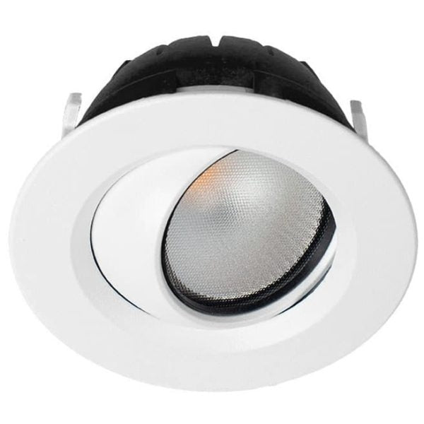 Downlight Tilt 7.7W 40D 3000K 180mA Prismatic Dim Txt Wh