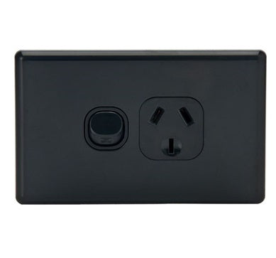 Switch Socket Single 10A Horizontal Black