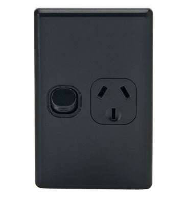 Switch Socket Single 10A Vertical Black