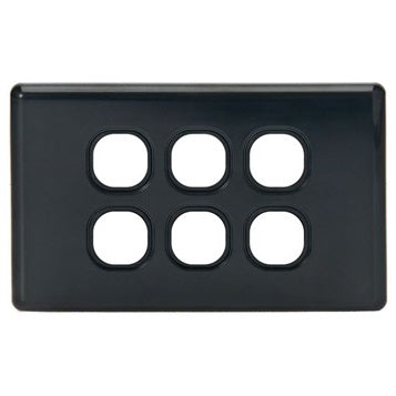 Switch Plate 6Gang Black