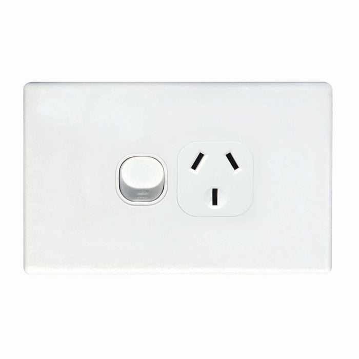 Switch Socket Single 15A Horizontal Bright White