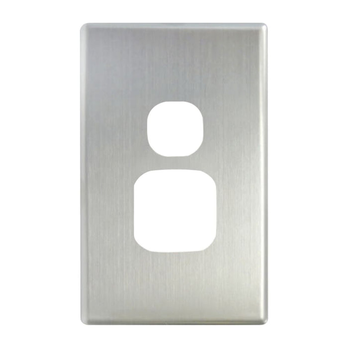 Switched Socket Single 10A Vertical Silver Aluminium
