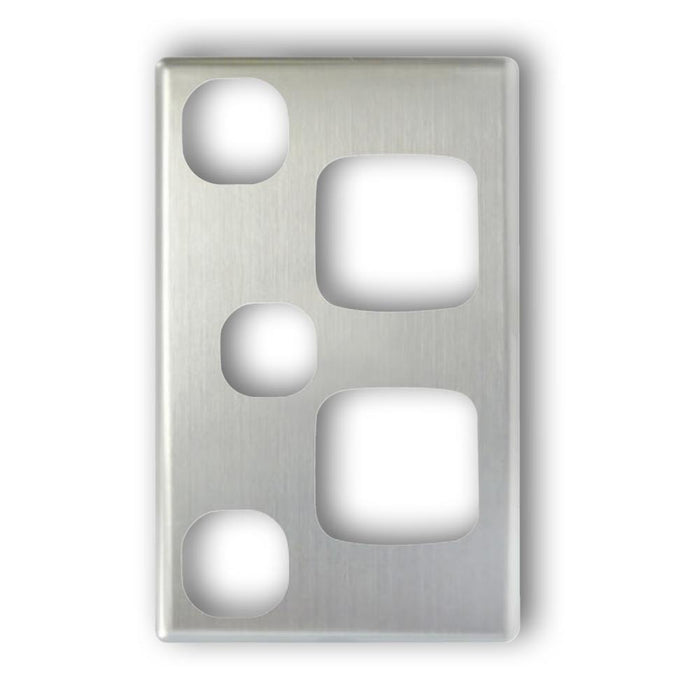 Switch Socket Double 10A Vertical 1x Switch Silver Aluminium