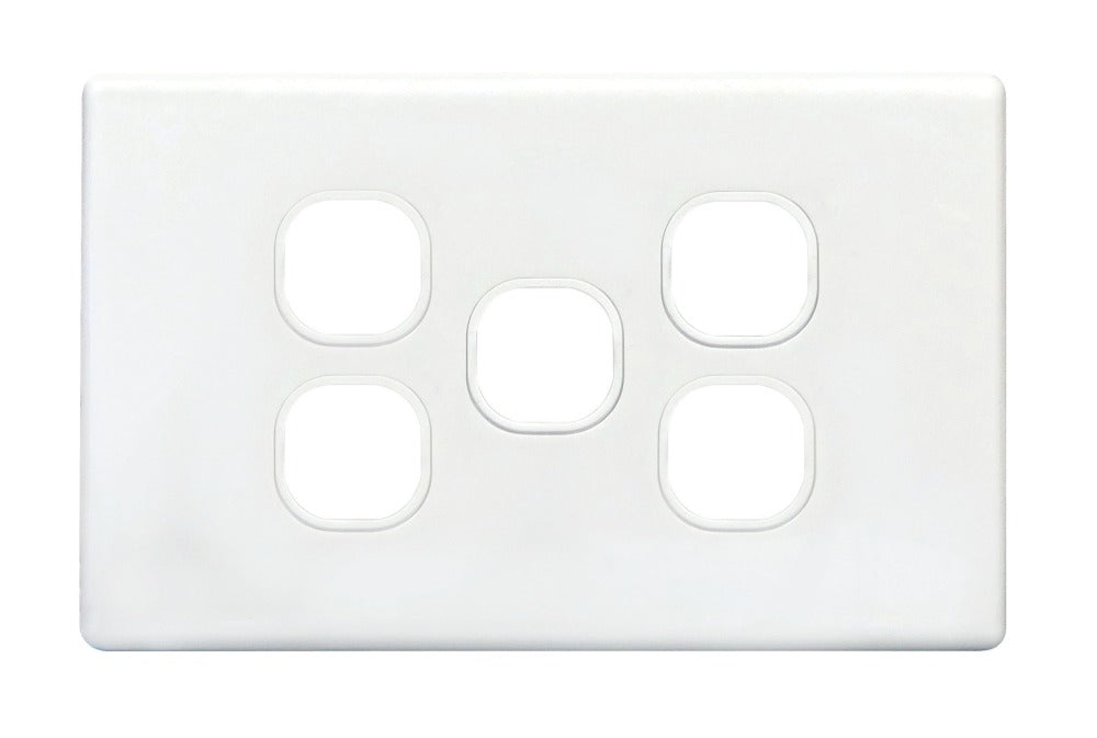 Slim Switch Plate 5Gang Bright White
