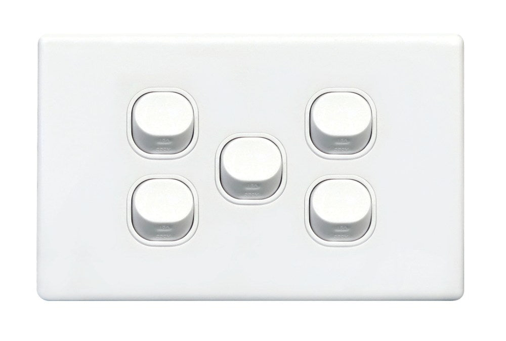 Switch Plate 5Gang Bright White