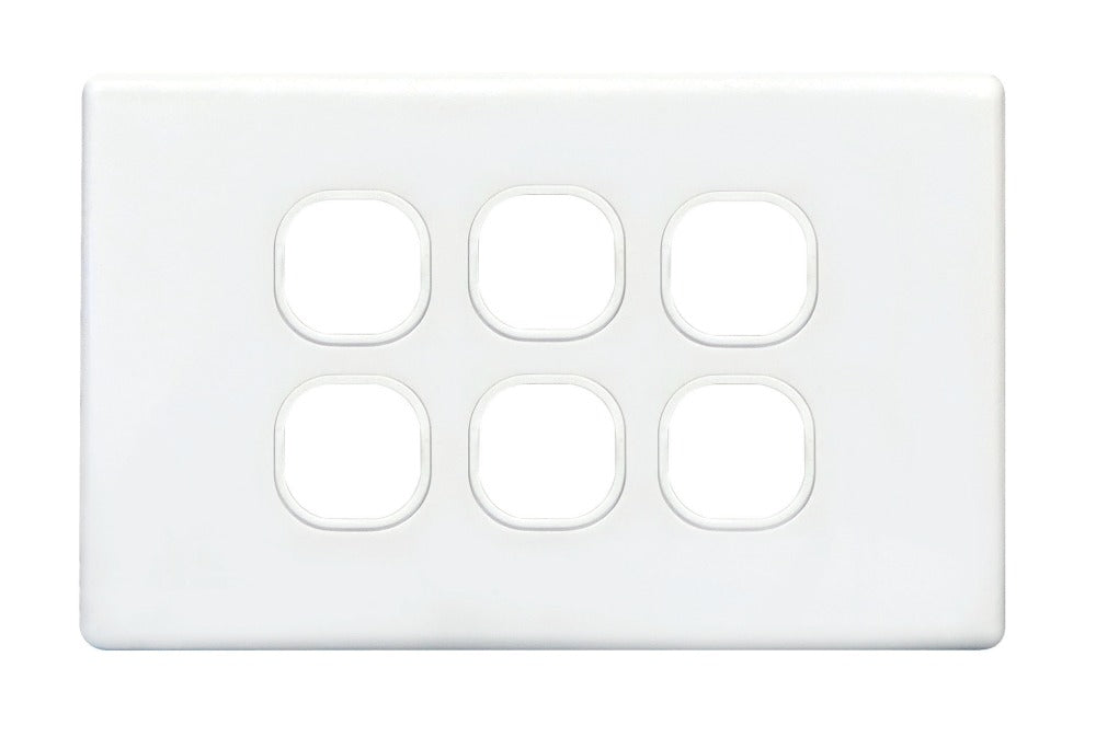 Switch Plate 6Gang Bright White