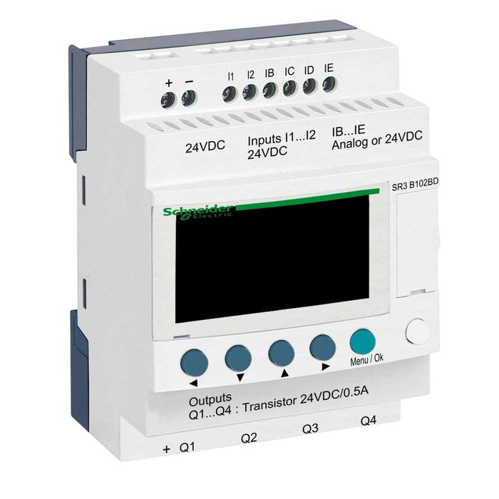Modular Smart Relay Zelio Logic 10 I/O 24VDC Clock Display