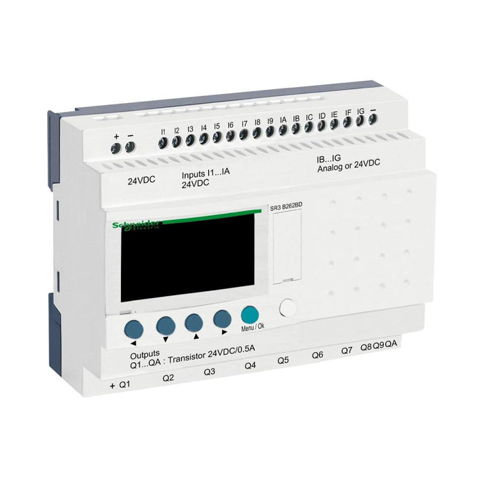 Modular Smart Relay Zelio Logic 26 I/O 24VDC Clock Display