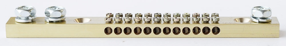 Busbar E/Neut 176mm 12-Tunnel 165A Dbl Screw 3 x M8