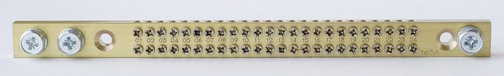 Busbar E/Neut 252mm 24-Tunnel 165A Dbl Screw 3 x M8