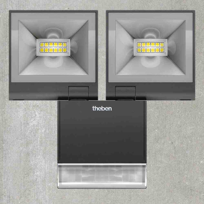 Theleda S20Bk 2LED Spotlight + PIR Sensor 20W 180Deg Bk IP55